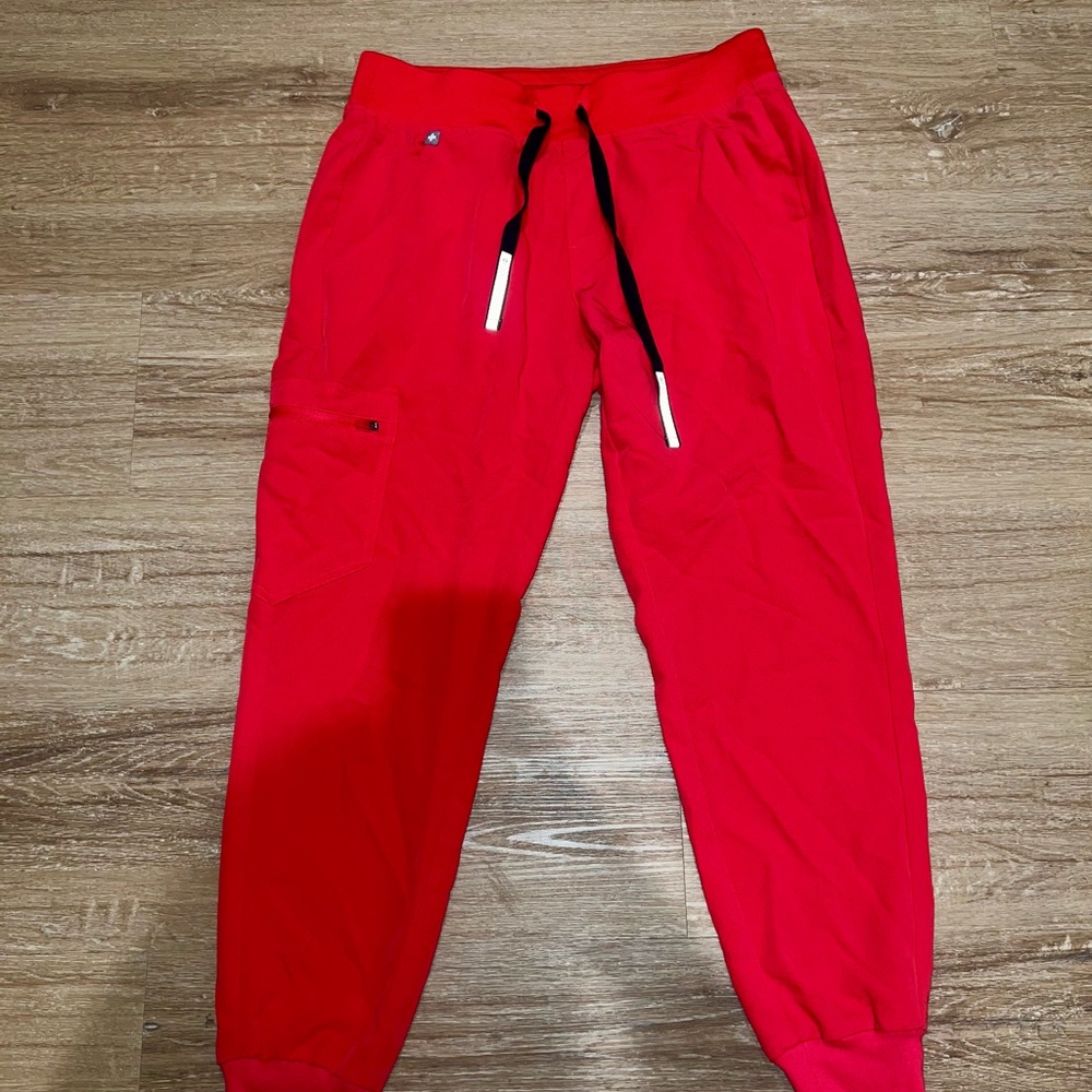Figs Red Track Joggers with Drawstring